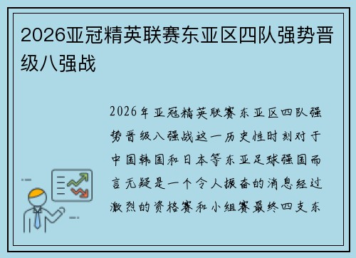 2026亚冠精英联赛东亚区四队强势晋级八强战 2026亚冠精英联赛东亚区四队强势晋级八强战